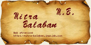 Mitra Balaban vizit kartica